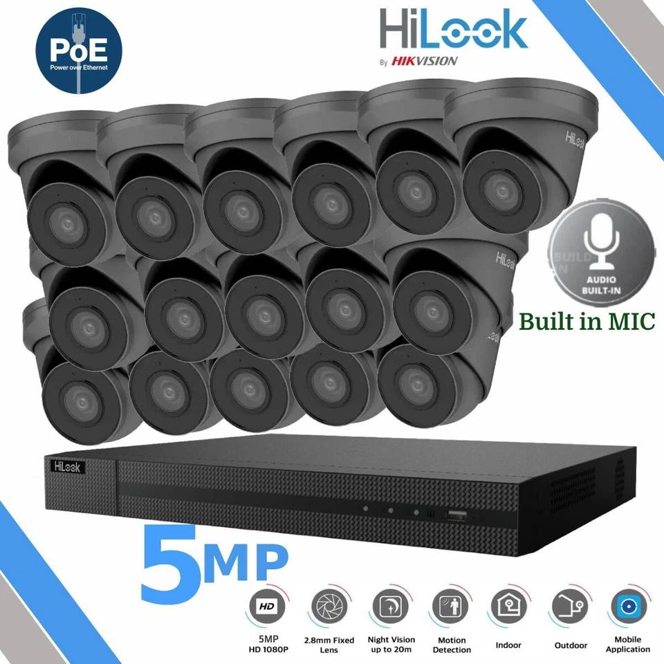 HIKVISION HILOOK 8MP CCTV NVR IP POE 5MP OUTDOOR CAMERA MIC AUDIO POE SYSTEM KIT - Image 2 of 4