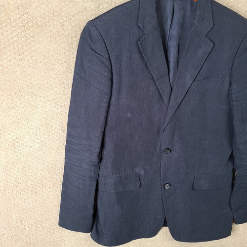 Nordstrom Jacket Mens 38R Blue 100% Linen Blazer 2 Button Lightweight Coat Navy - Picture 4 of 15