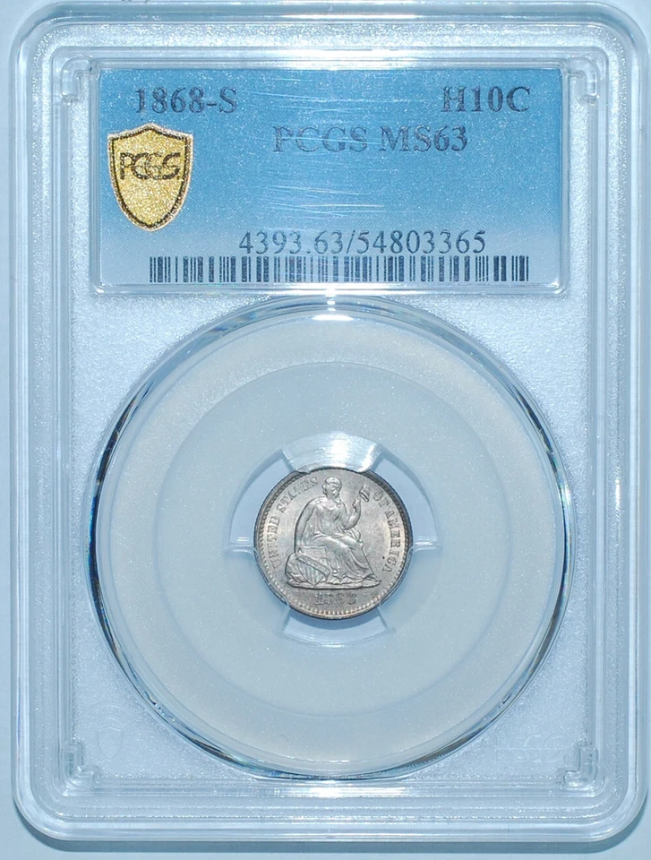 1868 S PCGS MS63 Liberty Seated Half Dime - Image 2 of 3
