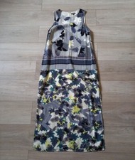 Warehouse White Multi Leaf Print Maxi Dress Sheer Holiday Evening Party UK12