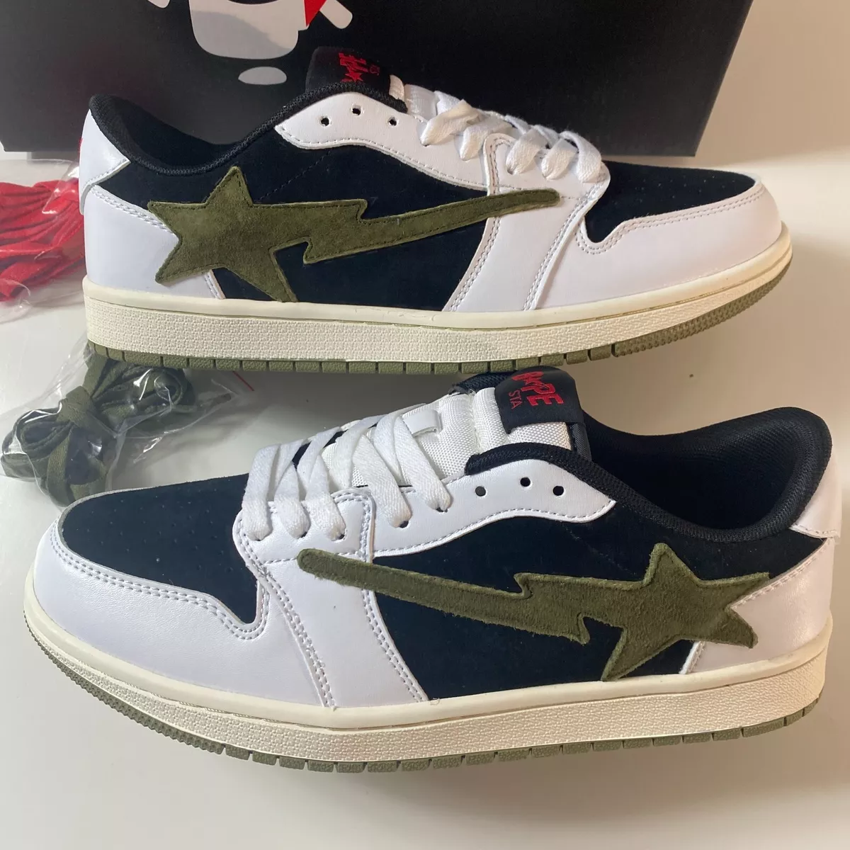 Indigo Studios LA Size 9.5 Travis Scott Inspired Bapesta Olive Black Bape  NEW