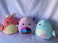 Kellytoy Squishmallows Lot Plush Animal 7.5  Beluga, Grasshopper, Axolotl