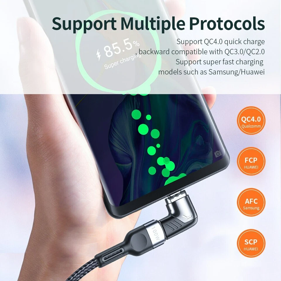 Essager Magnetic Adapter Right Angle USB C to USB C 100W PD 5A Fast Charging - Image 3 of 4