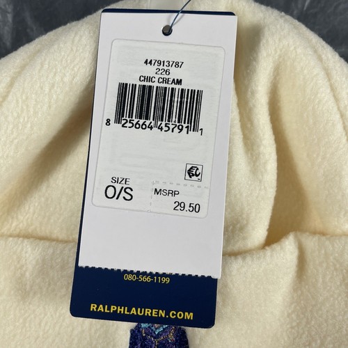 NWT Polo Ralph Lauren Girls Polo Bear Beanie Polar Fleece Chic Cream O/S - Picture 3 of 6
