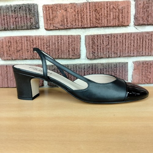 NWOT Jon Josef Daniela Cap Toe Block Heel Slingback Pumps in Black Combo Sz.10 - Picture 10 of 16
