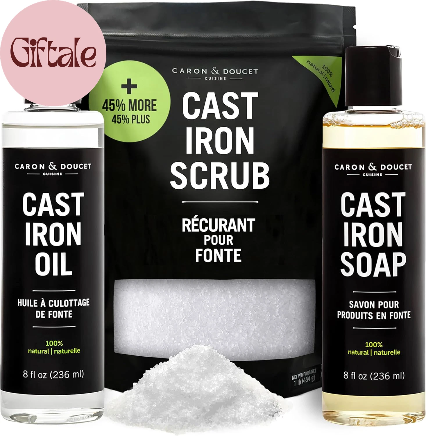 – New Ultimate Cast Iron Set: Seasoning Oil, Cleaning Soap & Restoring Scrub | 1
