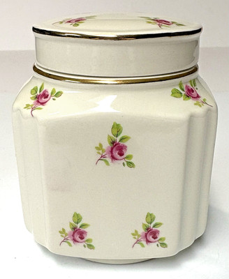 Royal Windsor Bone China Pink Rose Pattern Lidded Tea or Biscuit Jar England