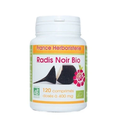 FRANCE HERBORISTERIE RADIS NOIR BIO AB dosés à 400 mg en comprimés.