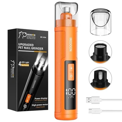 IREDOON Dog Nail Grinder 3-Speed Quiet Electric All Dog Sizes - Random Colour