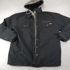 Dickies Jacket Mens Extra Large 2XL Black Hooded Workwear Canvas Fleece Lined
