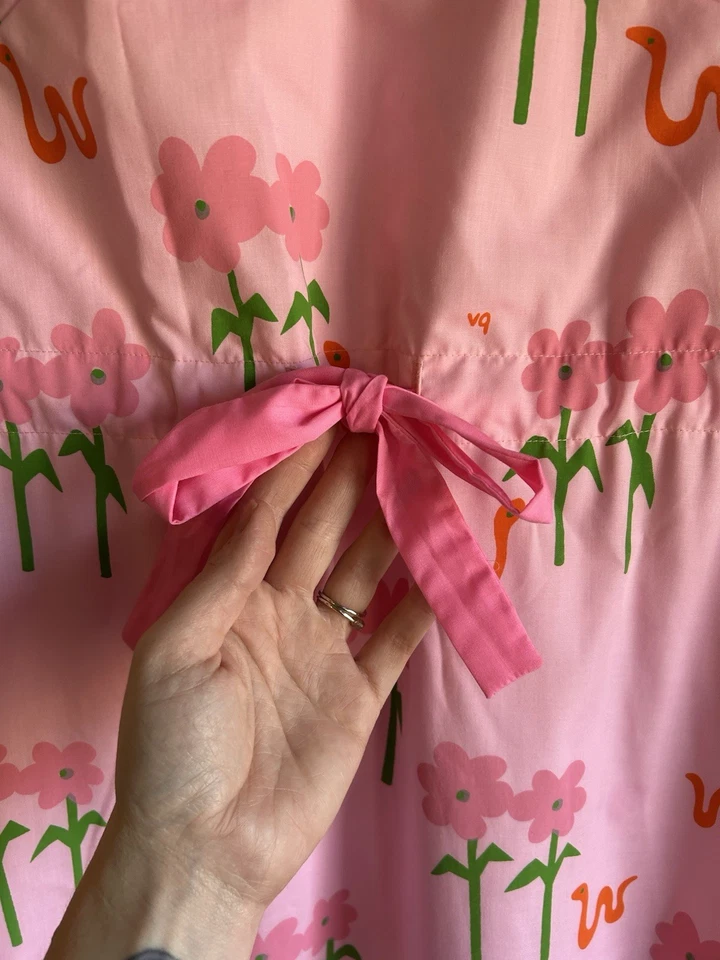 Vintage 60s 70s Vested Gentress Shift Dress 10 Novelty Hand Screened Print Rare - Image 3 of 4