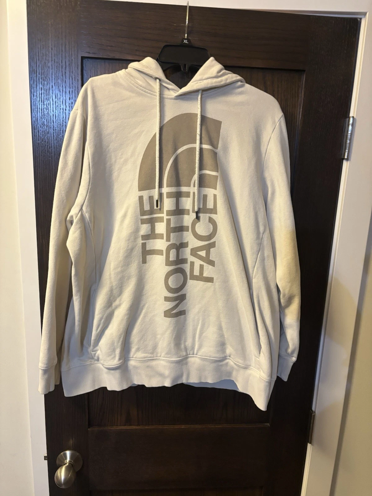 The North Face Ivory Pockets Fleece Drawstring Hoodie Women's Sweatshirt XXL