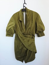 ASOS DESIGN Olive Green Draped Mini Dress UK 10 Puff Sleeve Cut Out Back