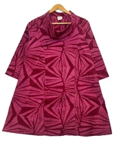 Global Mamas Magenta Geometric Print Dress Sz M, Organic Cotton