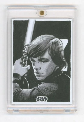 Star Wars Finest sketch Card • Luke Skywalker By Matt Soffe • ROTJ Topps - Image 1 of 2