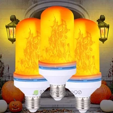 3Pcs LED Fire Effect Lights Bulb E27/E26 Simulated Nature Flicker Halloween Lamp