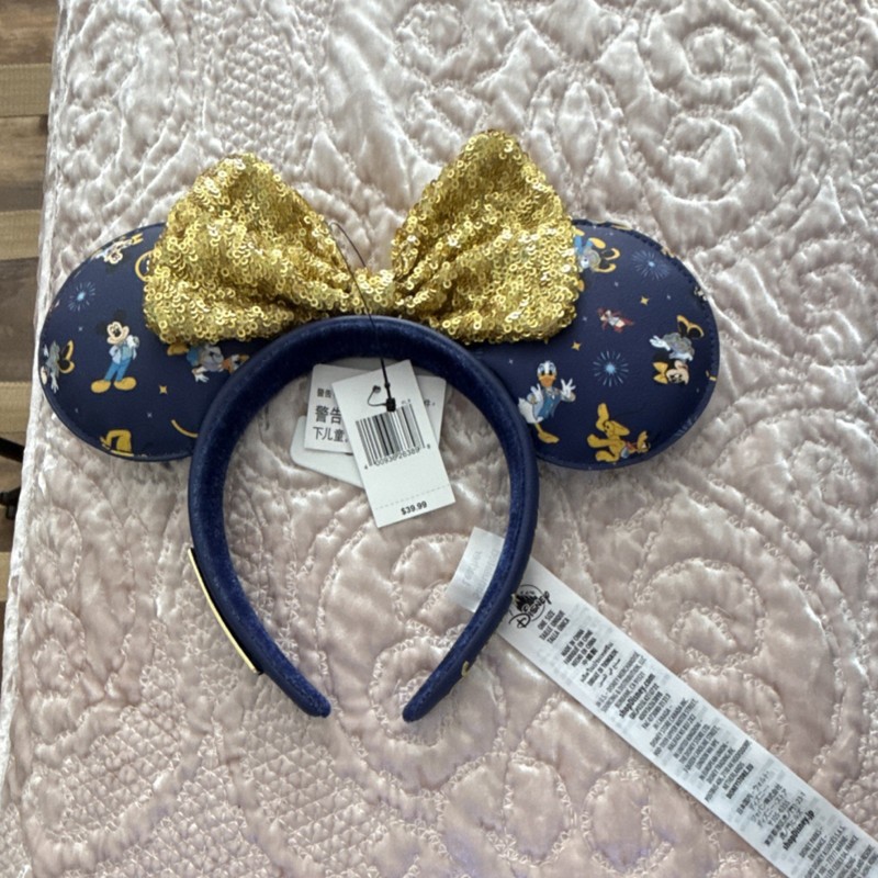 Disney World 50th Anniversary Loungefly Ear Headband Gold PLUTO MIckey Donald