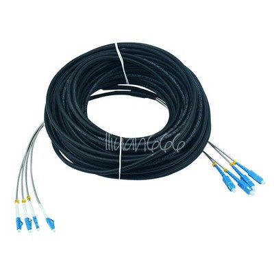 10M Field Outdoor Cable LC-SC UPC 4 Strand 9/125 SingleMode Fiber Patch Cord