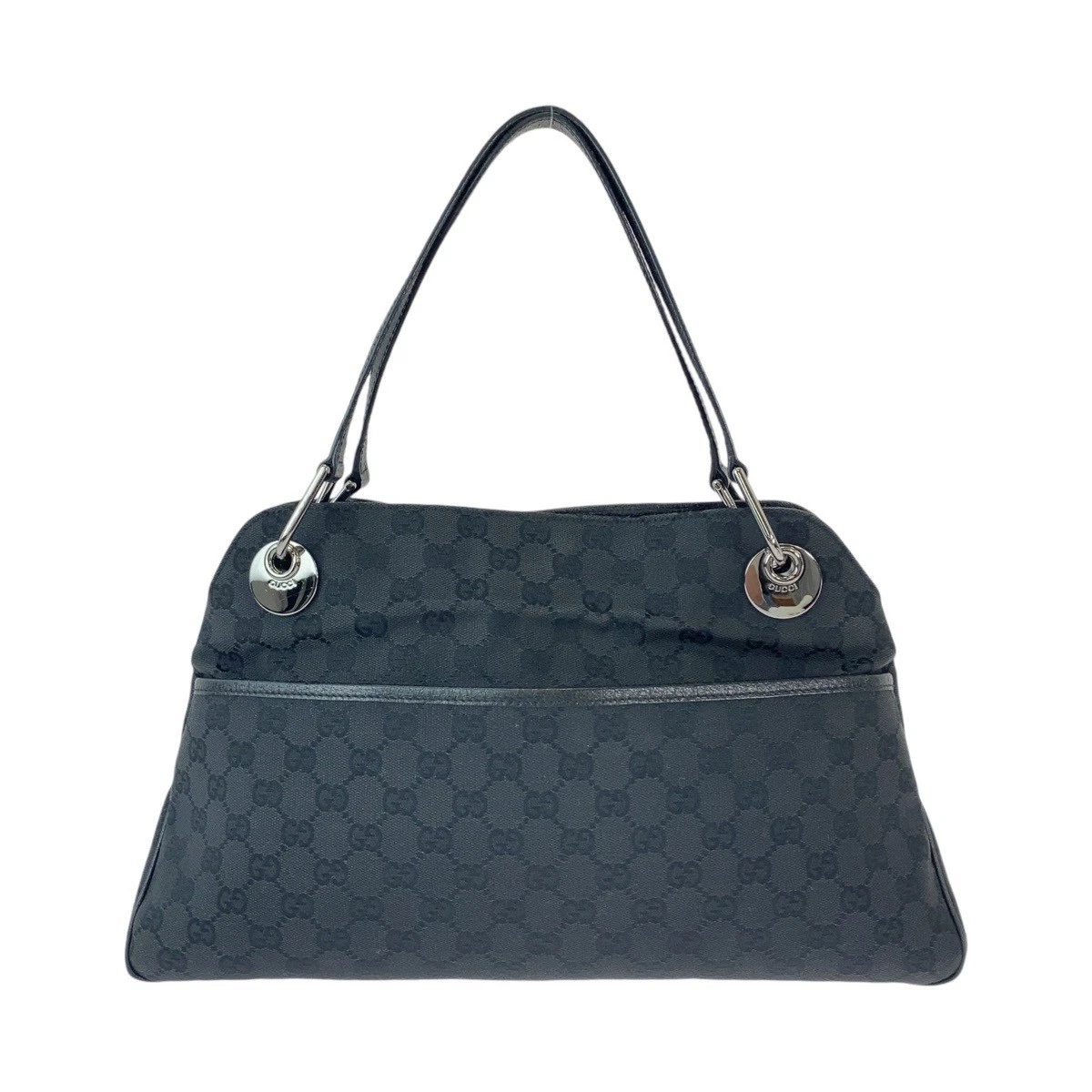 Sac fourre tout Beauty GUCCI noir noir métal argenté GG toile cuir 121023
