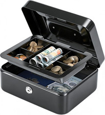 Medium Cash Box with Removable Money Tray Key Lock Metal Storage Box with 2 Keys