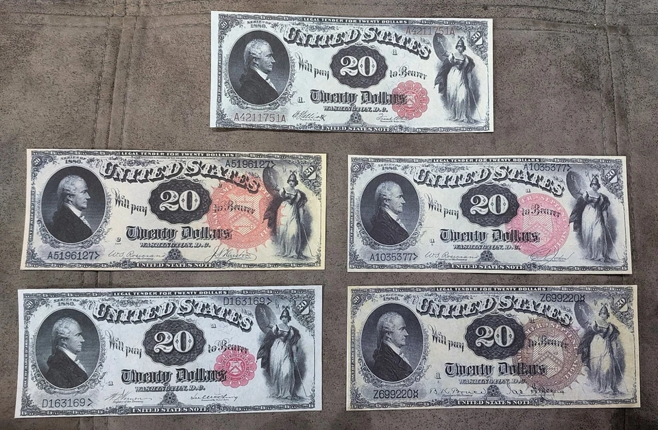 Reprint on paper with W/M United States banknotes 20-1000$ 1880 Different Seals! - Image 4 of 4