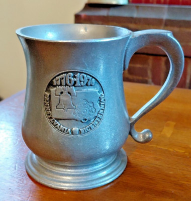 Vintage USA Pennsylvania zweizenträrer Zinnkrug 4 1/2 Zoll groß