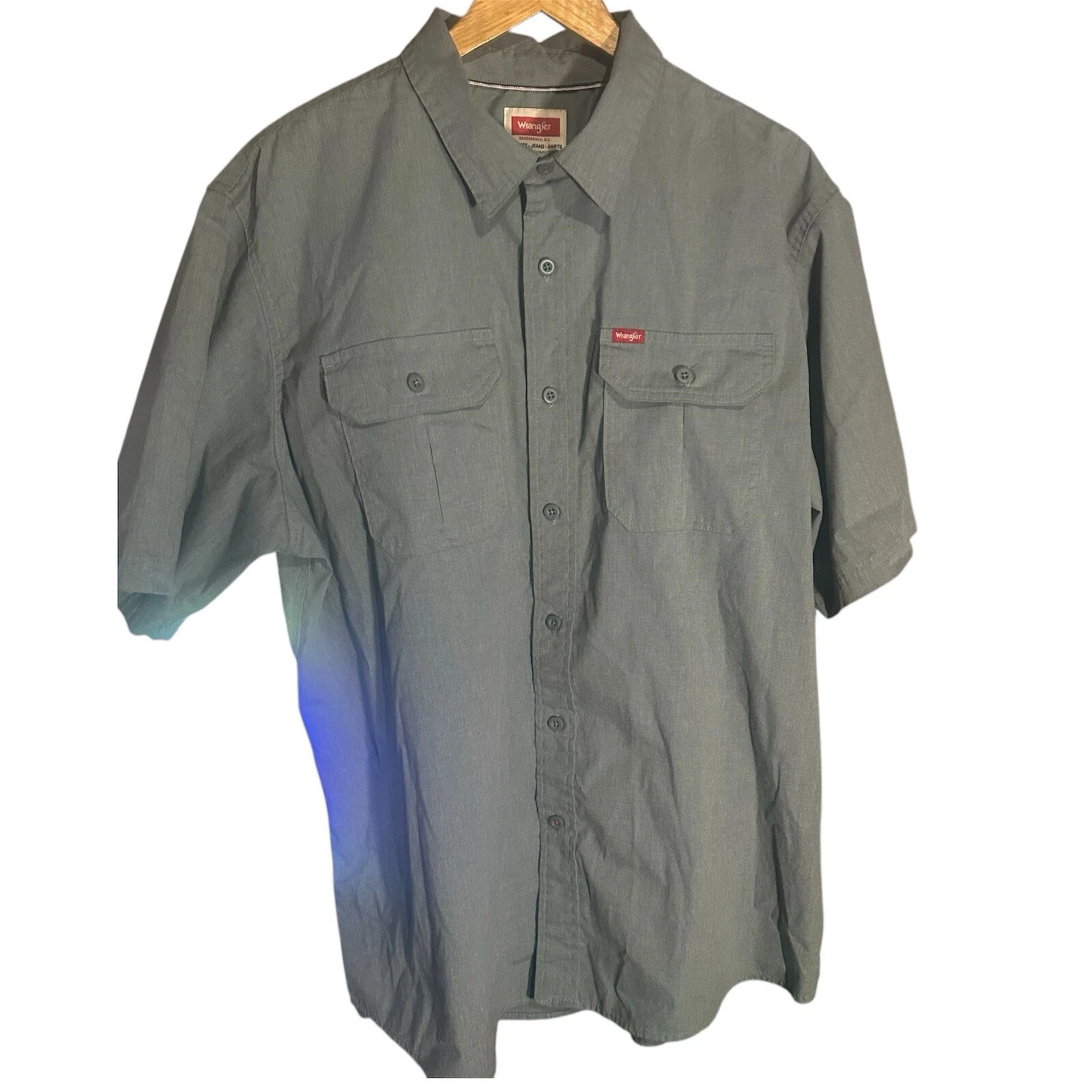 Wrangler Men's Outdoor Short Sleeve Fishing Shirt, Extra Large, Dusty Olive EUC