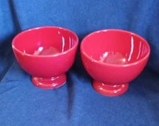 Pair of Cherry Red Waechtersbach Footed Pedestal Bowls