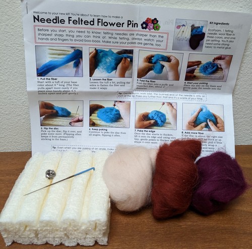 Needle Felting Kits You Chose: Scarf, Flower Pins, or Furry Animals - Picture 6 of 6