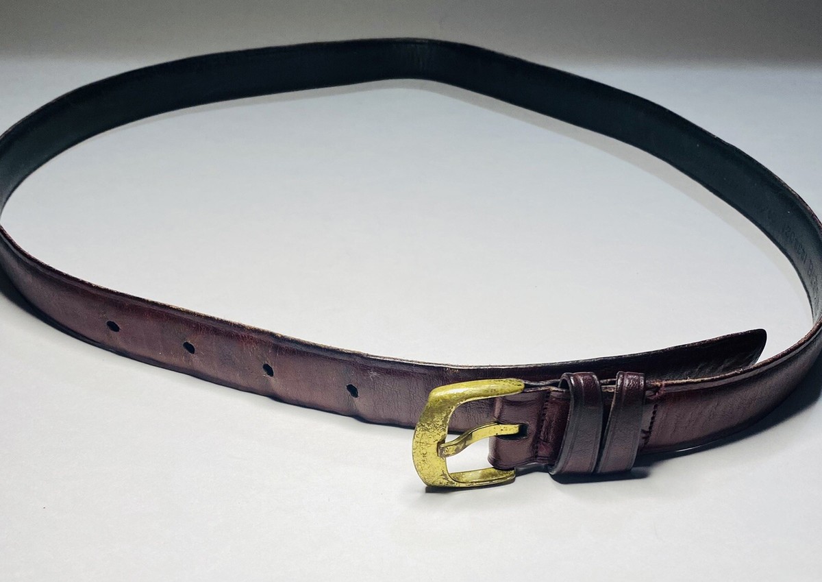 Henry Grethel Brown Leather Belt Size 34 Antique Cowhide 