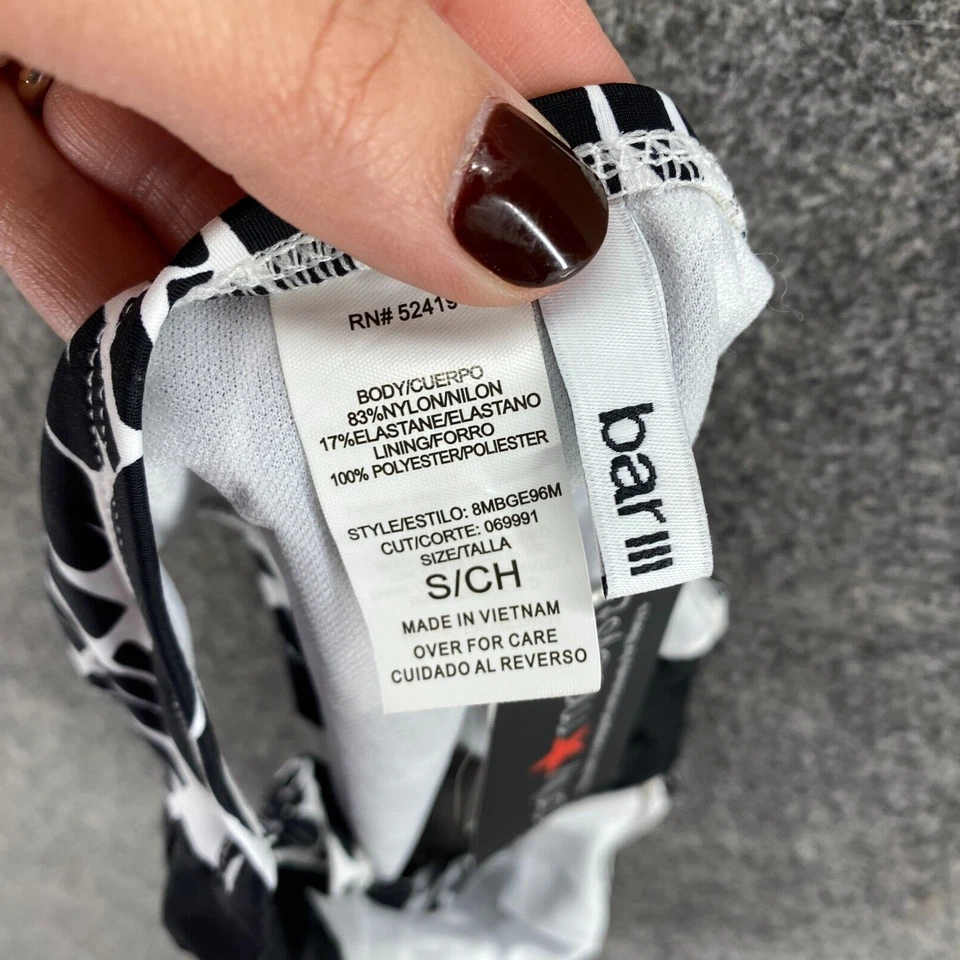 Nuevo Braguita de Bikini Bar III Mujer S Pequeña Negra Forrada Geométrica Natación Nylon Foto 3 de 4