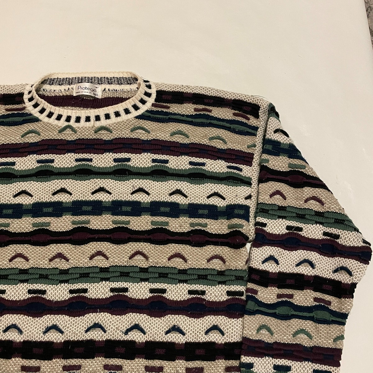 Vintage Protege 3D Knit Sweater Mens Medium Coogi Style Hip
