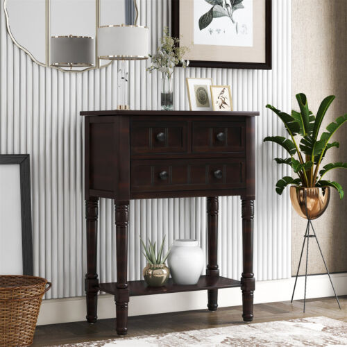 Console Table Sofa Table with Three Storage Drawer and Bottom Shelf for Entryway