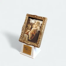 Miniature Dollhouse Art 2" Painting BOTTICELLI Virgin & Child w St John Baptist