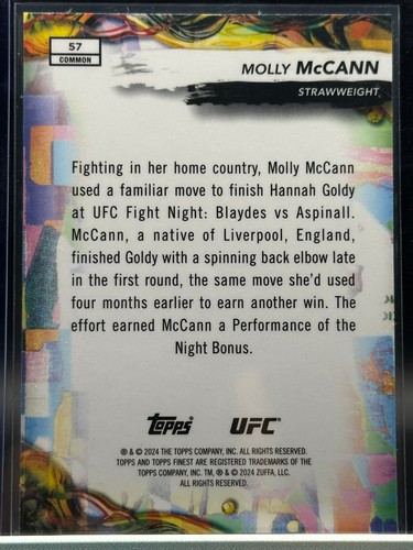 2024 Topps Finest UFC Molly McCann Common Red Shimmer #57 Strawweight - Bild 2 von 2