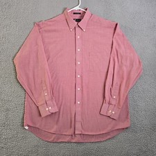 Chaps Wrinkle Free Mens Red Mini Check 17-17 1/2 34/35 XL Button Down Shirt