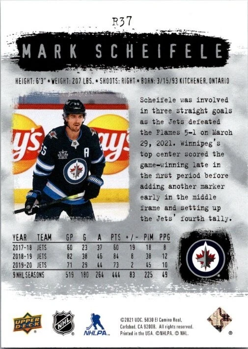 2020-21 SP Authentic 2000-01 Retro #R37 Mark Scheifele Winnipeg Jets - Image 2 of 2