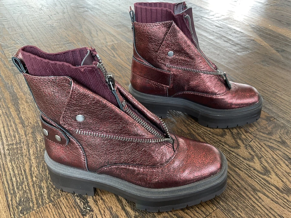 Bota Chelsea Sam Edelman Linds Bordeaux Couro Desgastado Feminina EUA Tamanho 7 M - Imagem 3 de 4