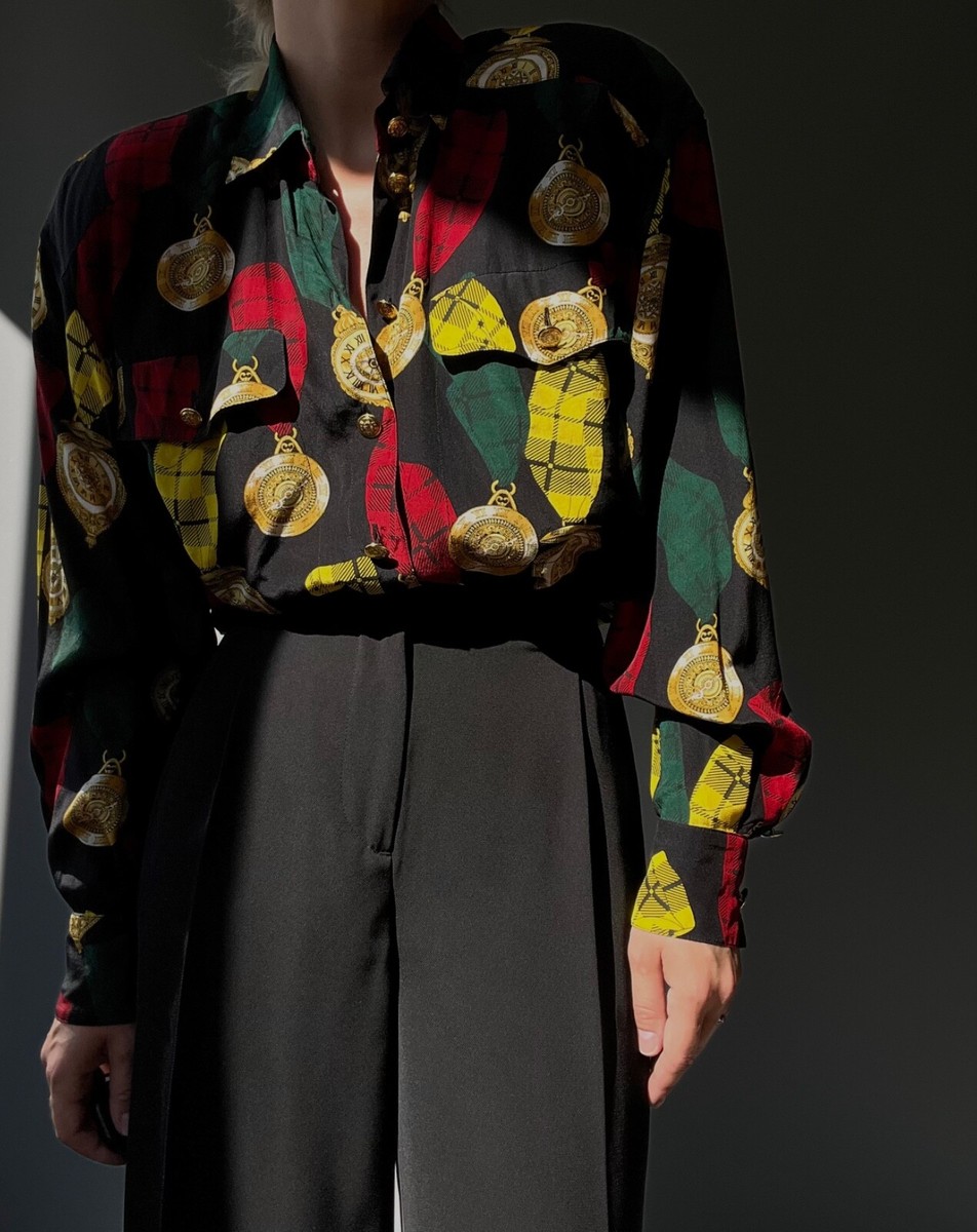 VINTAGE 80s ESCADA MARGARETHA LEY TOP SHIRT BLOUSE - Main Image