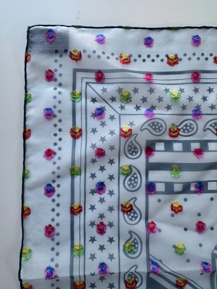 NUEVO Hermes Sangles Zig Zag a Pois Arco Iris Gasa Seda Bufanda Plumetis Jamin 60 cm Foto 4 de 4