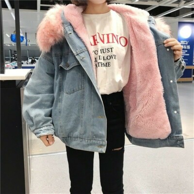 Donna Fodera Pile Sherpa Giacca di Jeans Larga Goccia Spalla Pelliccia  Finta Con | eBay