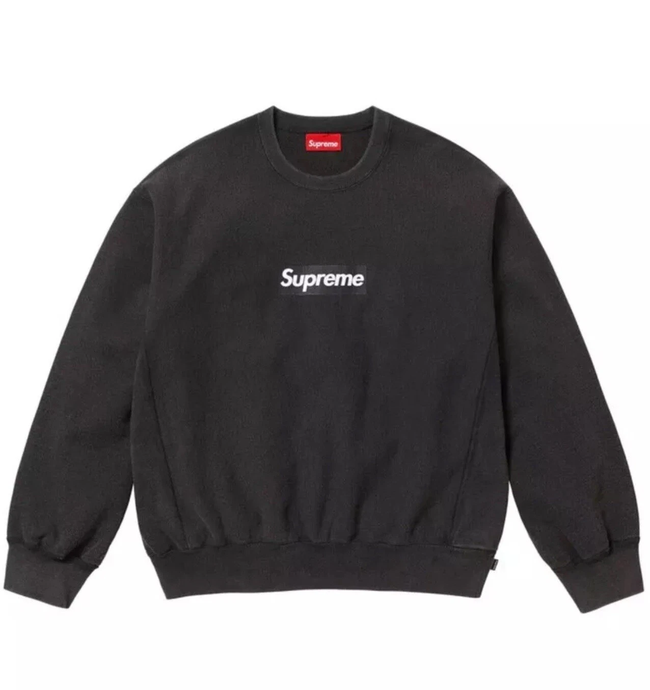 Logo Supreme Boîte Lavée Col Rond Noir Large   EN MAIN