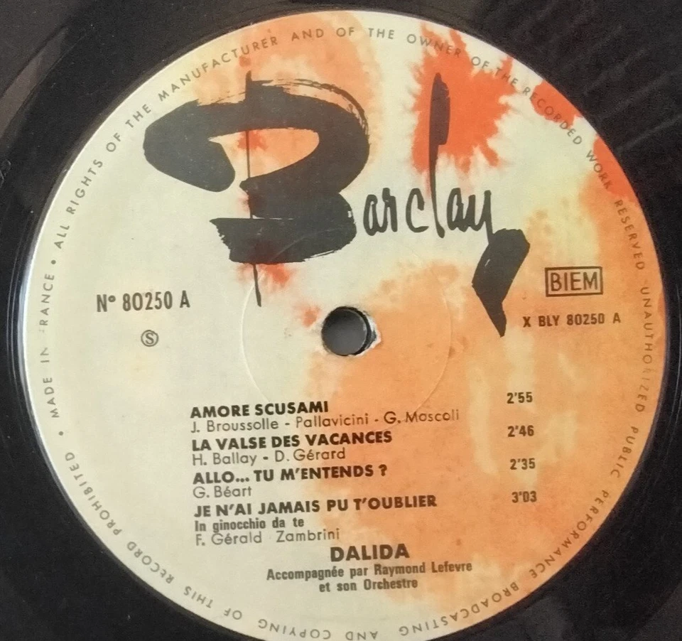 DALIDA - DALIDA 1964 BARCLAY 80 250 S FRANCE POP CHANSON 10" LP RARE!!! - Image 4 of 4