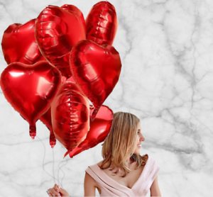 10x Herzform Folienballons Hochzeit Ballons Verlobung Jubiläum rot silber gold
