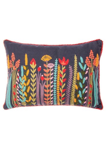 Embroidered Rectangular Cushion Floral Cushion Covers 35cm x 50cm Four Colours - Picture 4 of 20