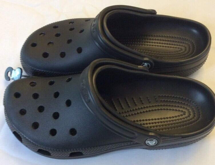 Black Men's Crocs Clogs Size 11 Slip-On with Perforated Strap and Round Toe-image