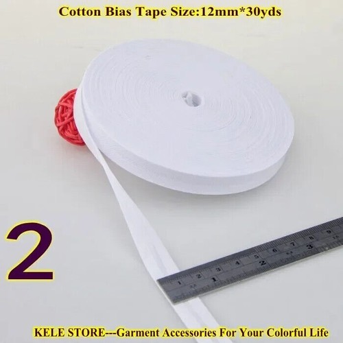 Cinta de encuadernación sesgada de algodón, 12 mm, 30 yardas hágalo usted mismo material de costura hecha a mano - Imagen 8 de 32