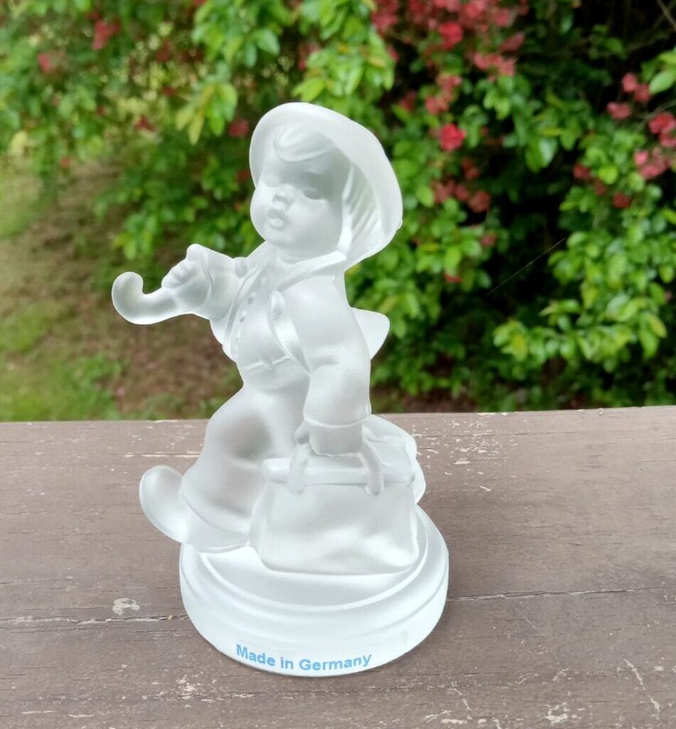 Goebel HUMMEL MERRY WANDERER Boy 3 1/2" Crystal Figurine Sculpture MINT