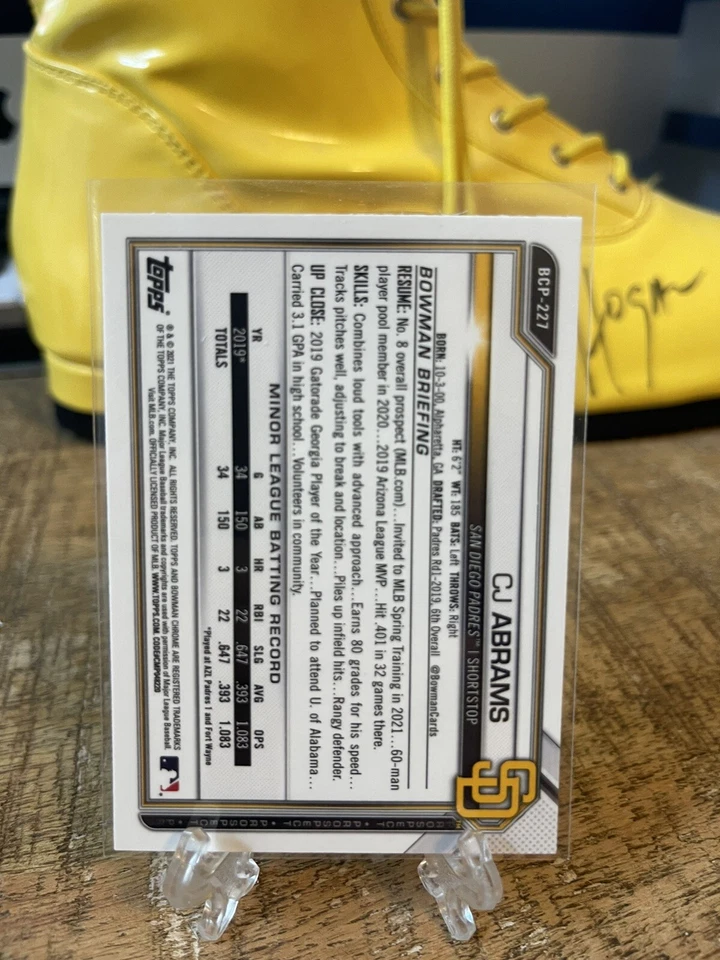 2021 Bowman Chrome CJ Abrams Mojo Refractor #BCP-227 | Padres Nationals - Image 2 of 2