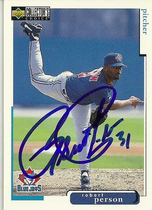 1998 Upper Deck ROBERT PERSON Signed Card PHILLIES autograph BLUE JAYS METS